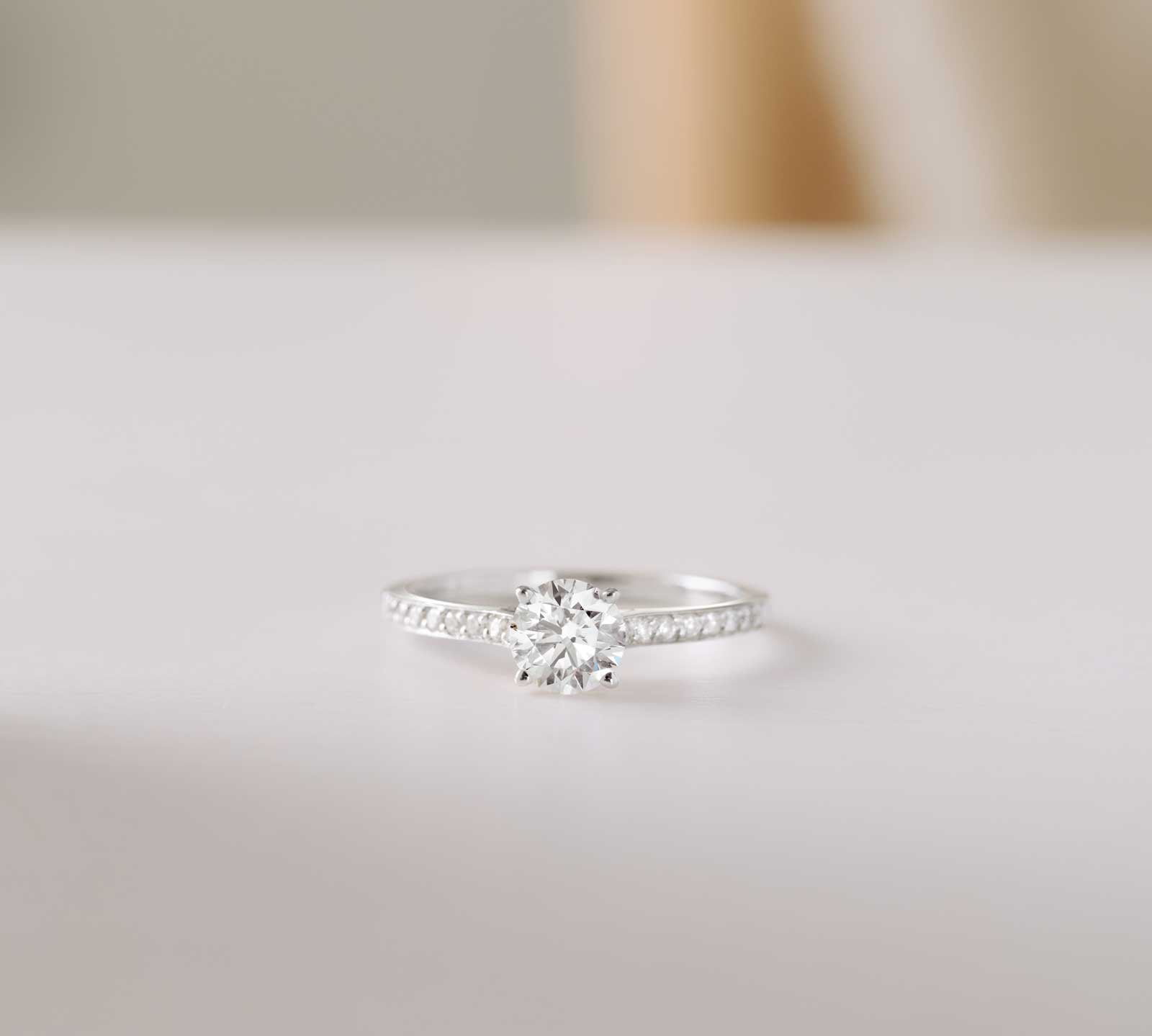 0.80 CT Round Shaped Moissanite Pave Setting Engagement Ring 1