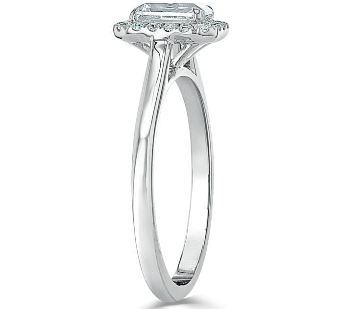 0.75 CT Emerald Cut Halo Moissanite Engagement Ring 3