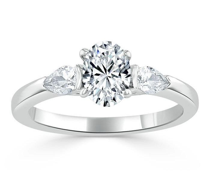 0.75 CT Oval Cut Three Stone Moissanite Engagement Ring 2