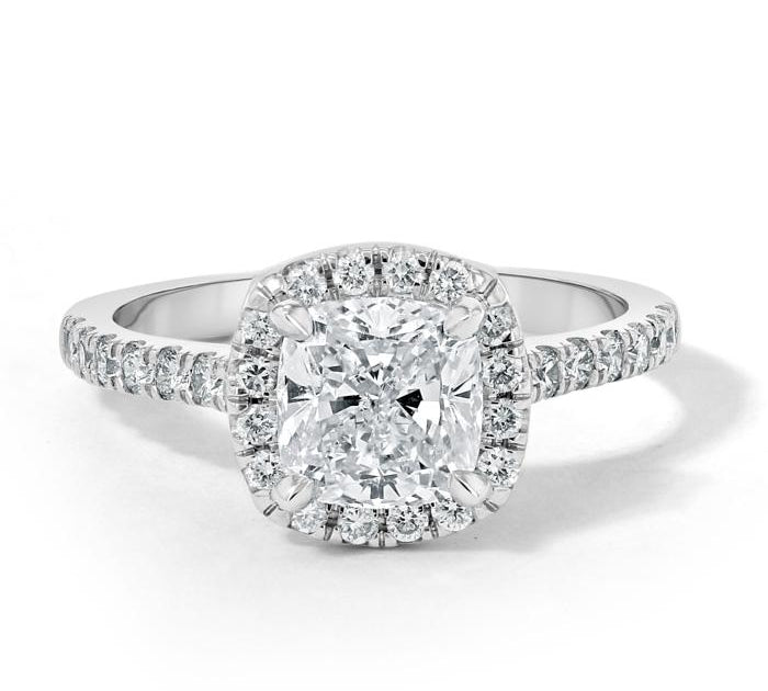 1.50 CT Cushion Cut Halo Pave Setting Moissanite Engagement Ring 1