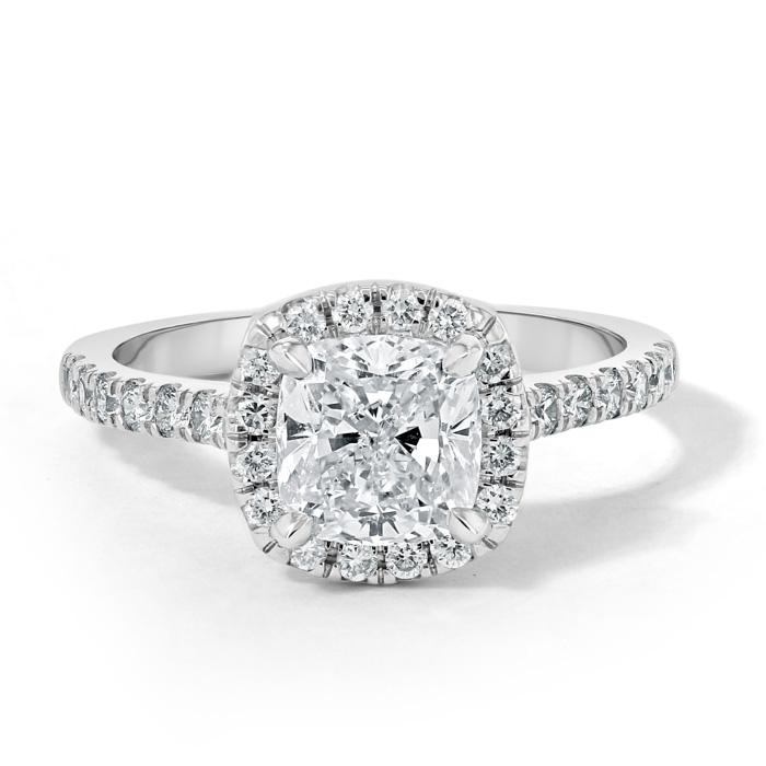 1.50 CT Cushion Cut Halo Pave Setting Moissanite Engagement Ring 1