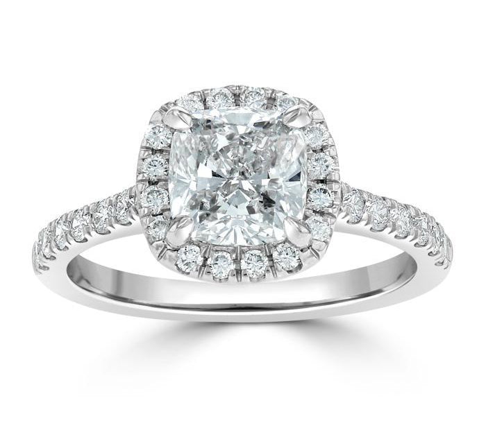 1.50 CT Cushion Cut Halo Pave Setting Moissanite Engagement Ring 2