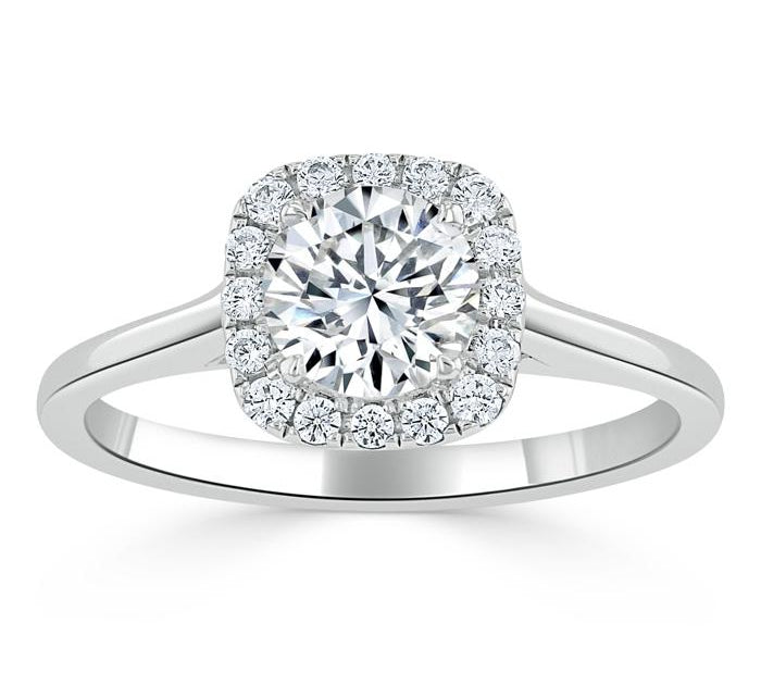 0.75 CT Round Cut Halo Moissanite Engagement Ring 2