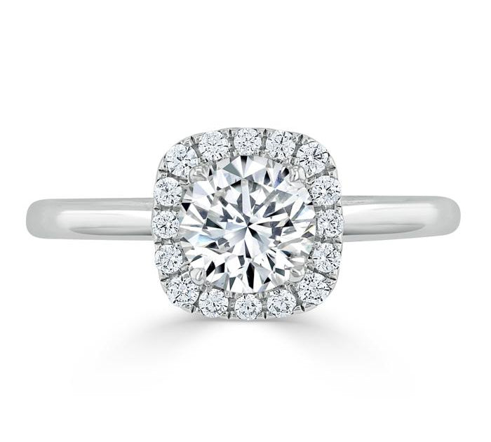 0.75 CT Round Cut Halo Moissanite Engagement Ring 1