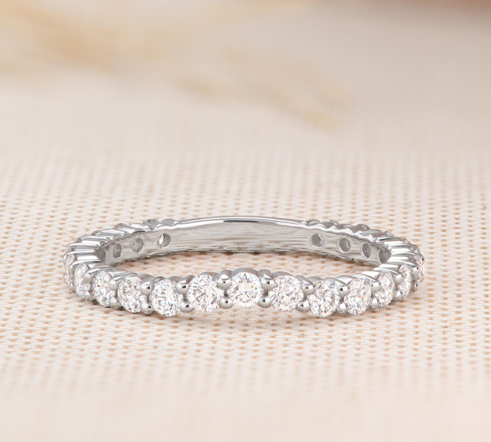 0.63 CT Round Shaped Moissanite Semi Eternity Wedding Band 1