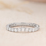 0.63 CT Round Shaped Moissanite Semi Eternity Wedding Band 1