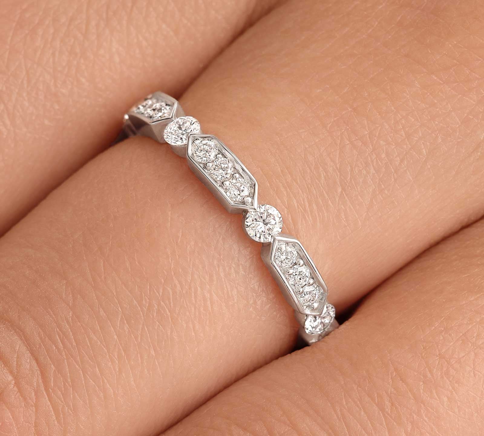 0.50 CT Round Shaped Moissanite Minimalist Wedding Band 2