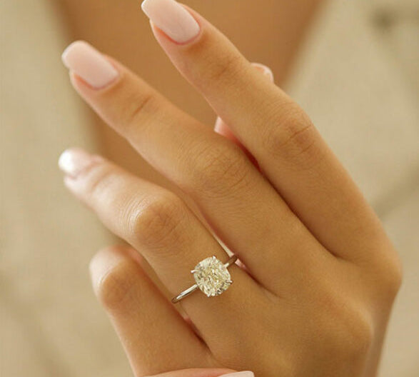 2.70 CT Elongated Cushion Cut Solitaire Moissanite Engagement Ring 1