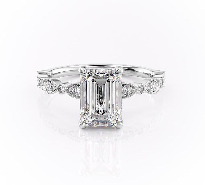 1.91 CT Emerald Solitaire Pave Setting Moissanite Engagement Ring 10
