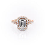 1.91 CT Emerald Cut Halo Split Shank Setting Moissanite Engagement Ring 12
