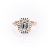 1.91 CT Emerald Cut Halo Split Shank Setting Moissanite Engagement Ring 12