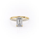 2.10 CT Emerald Cut Hidden Halo Pave Setting Moissanite Engagement Ring 11