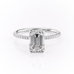 2.10 CT Emerald Cut Hidden Halo Pave Setting Moissanite Engagement Ring 10