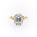 1.91 CT Emerald Cut Halo Split Shank Setting Moissanite Engagement Ring 11