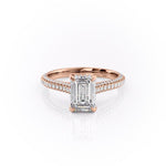 2.10 CT Emerald Solitaire Triple Pave Moissanite Engagement Ring 12