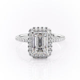 2.10 Emerald Halo Style Moissanite Engagement Ring 10