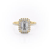 2.10 Emerald Halo Style Moissanite Engagement Ring 11
