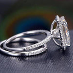 3.0 CT Radiant Cut Halo Style Moissanite Bridal Ring Set 5