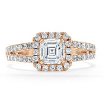 1.0 CT Asscher Cut Halo Split Shank Setting Moissanite Engagement Ring 7