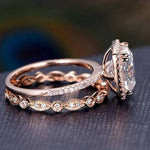 1.0 CT Cushion Cut Halo Moissanite Bridal Ring Set 4