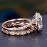 1.0 CT Cushion Cut Halo Moissanite Bridal Ring Set 4