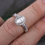 1.0 CT Oval Cut Halo Pave Moissanite Bridal Ring Set 3