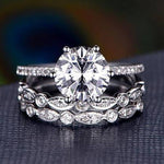 1.0 CT Round Cut Solitaire Moissanite Bridal Ring Set 1