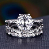 1.0 CT Round Cut Solitaire Moissanite Bridal Ring Set 1