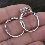 1.0 CT Pear Cut Halo Moissanite Bridal Ring Set 6