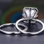 3.0 CT Radiant Cut Halo Style Moissanite Bridal Ring Set 4