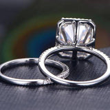 3.0 CT Radiant Cut Halo Style Moissanite Bridal Ring Set 4
