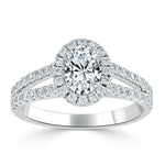 0.94 CT  Oval Cut Halo Split Shank Setting Moissanite Engagement Ring 2