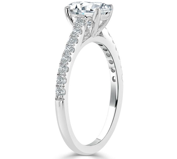 0.94 CT Oval Cut Solitaire Moissanite Engagement Ring With Pave Setting 3