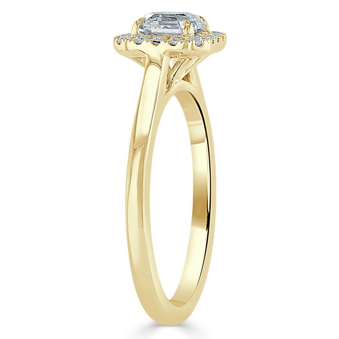 0.75 CT Asscher Cut Halo Moissanite Engagement Ring 7