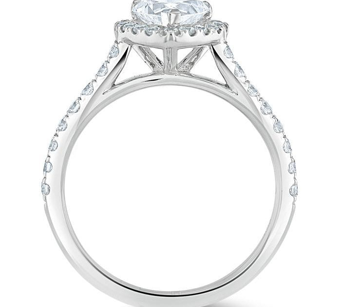 1.0 CT Heart Cut Halo Moissanite Engagement Ring With Pave Setting 3