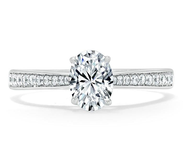 0.94 CT Oval Cut Solitaire Moissanite Engagement Ring With Pave Setting 1