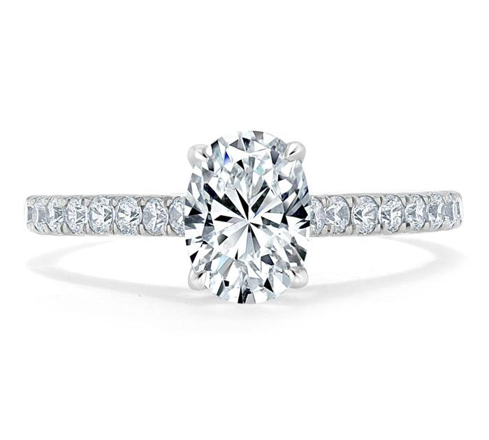 0.94 CT Oval Cut Solitaire Moissanite Engagement Ring With Pave Setting 1