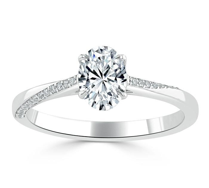 0.75 CT Oval Cut Solitaire Moissanite Engagement Ring 2