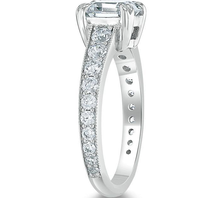 1.5 CT Cushion Cut Solitaire Channel Pave Moissanite Engagement Ring 3