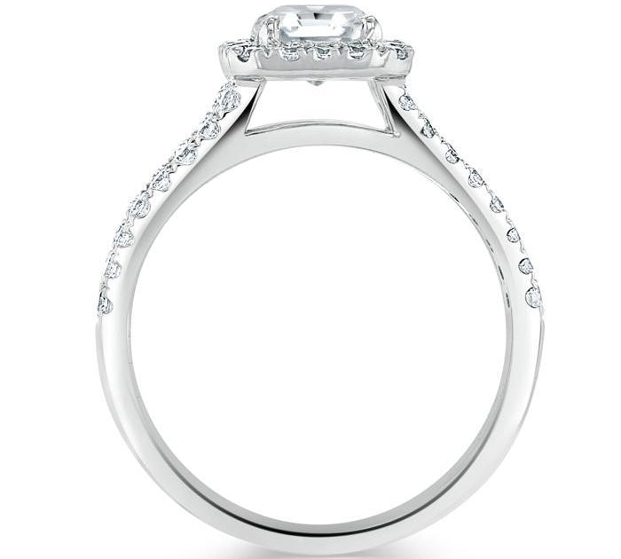 1.0 CT Asscher Cut Halo Split Shank Setting Moissanite Engagement Ring 3