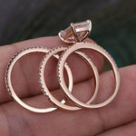 1.0 CT Emerald Cut Solitaire Moissanite Bridal Ring Set 5