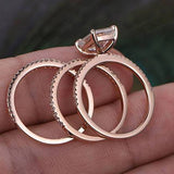 1.0 CT Emerald Cut Solitaire Moissanite Bridal Ring Set 5