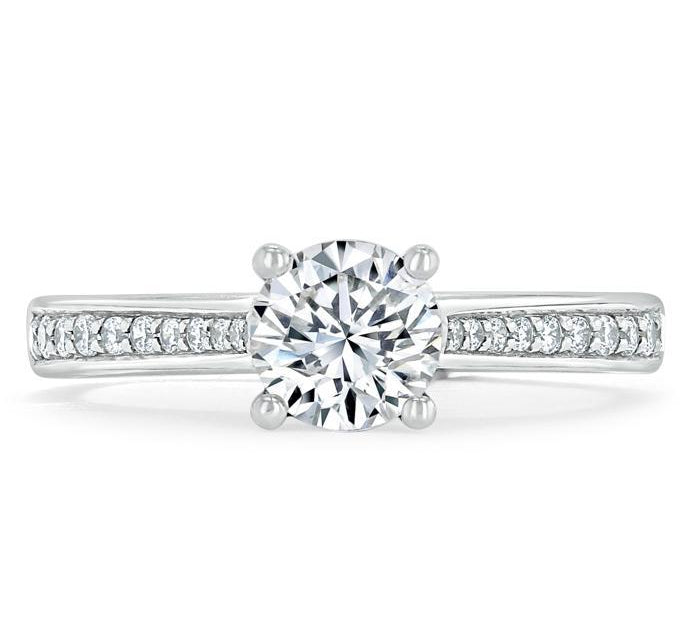 0.75 CT Round Cut Solitaire Moissanite Engagement Ring With Channel Setting 1