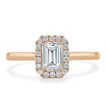 0.75 CT Emerald Cut Halo Moissanite Engagement Ring 7