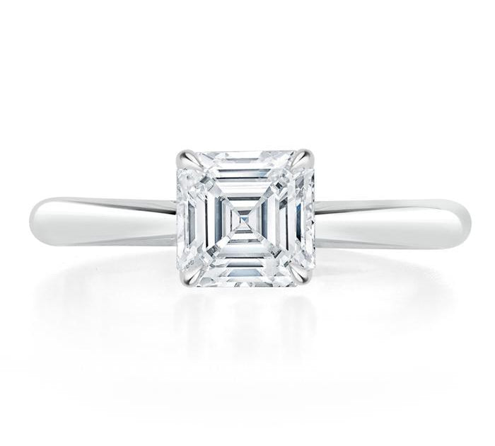 1.0 CT Asscher Cut Solitaire Moissanite Engagement Ring 1