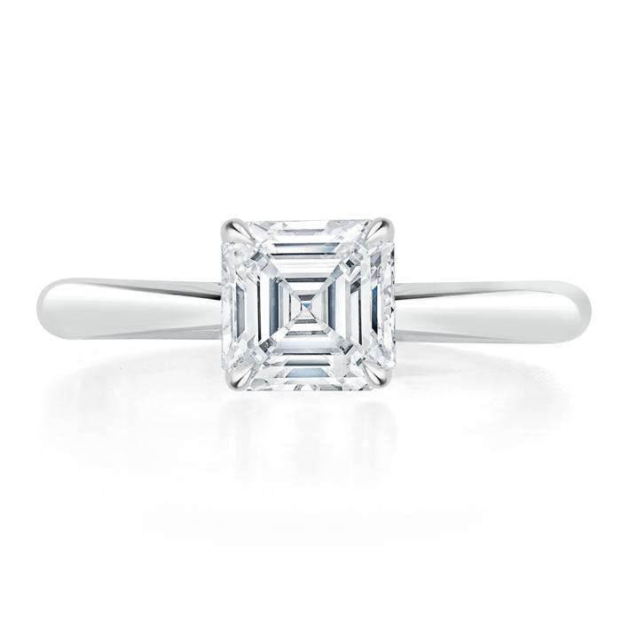 1.0 CT Asscher Cut Solitaire Moissanite Engagement Ring 1