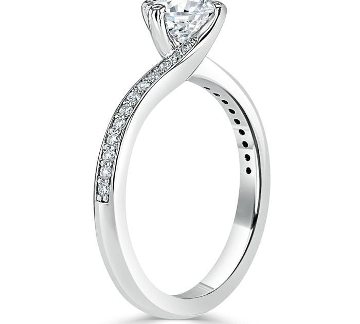 0.75 CT Round Cut Solitaire Bypass Pave Moissanite Engagement Ring 3