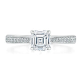 1.0 CT Asscher Cut Solitaire Moissanite Engagement Ring With Chanel Pave Setting 1