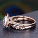 1.0 CT Pear Cut Halo Milgrain Style Moissanite Bridal Ring Set 3