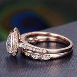 1.0 CT Pear Cut Halo Milgrain Style Moissanite Bridal Ring Set 3